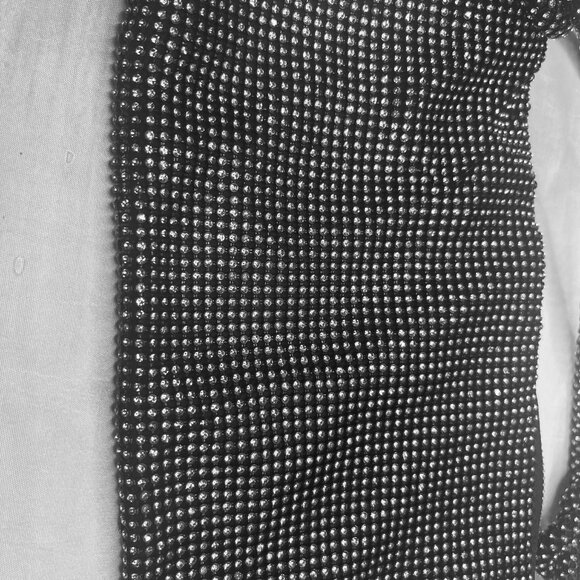 Vintage Handmade Beaded Evening Bag 1990s, Black Crystal Mesh, Zipper Closure - Picture 8 of 12